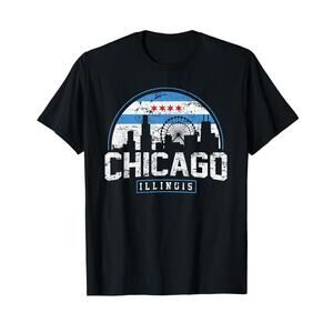 Chicago Illinois Flag Tees Skyline Shirt